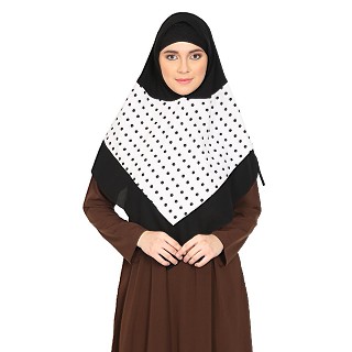 Polka Dot Instant Ready-to-wear Hijab - White Dot